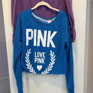 PINK Victoria's Secret Blue Love Pink Sweatshirt
